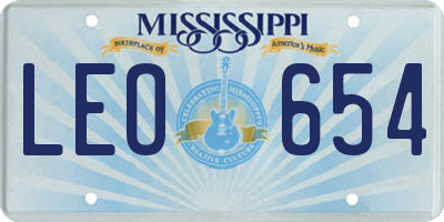 MS license plate LEO654