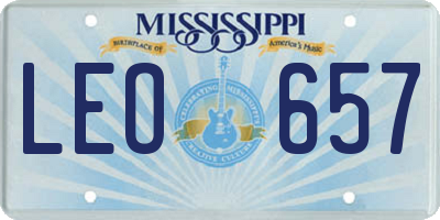 MS license plate LEO657