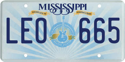 MS license plate LEO665