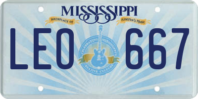 MS license plate LEO667
