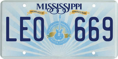 MS license plate LEO669
