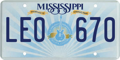 MS license plate LEO670