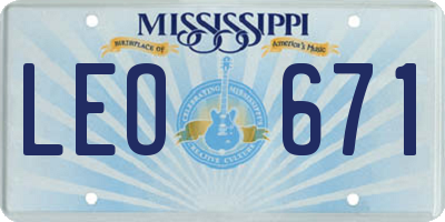 MS license plate LEO671