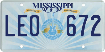 MS license plate LEO672