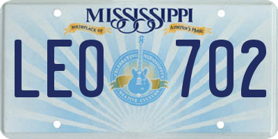 MS license plate LEO702