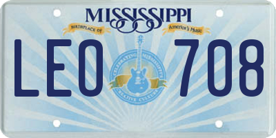 MS license plate LEO708