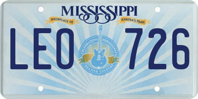 MS license plate LEO726
