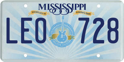 MS license plate LEO728