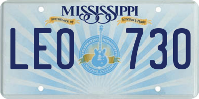 MS license plate LEO730