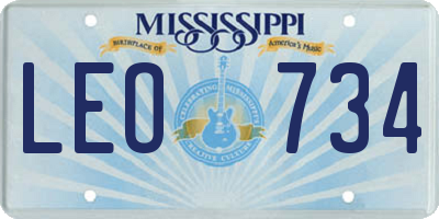 MS license plate LEO734