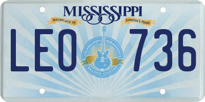 MS license plate LEO736