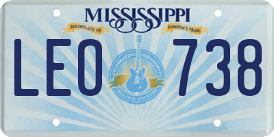 MS license plate LEO738