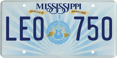 MS license plate LEO750