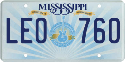 MS license plate LEO760