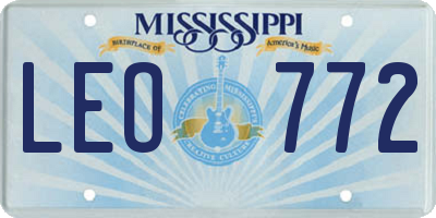 MS license plate LEO772