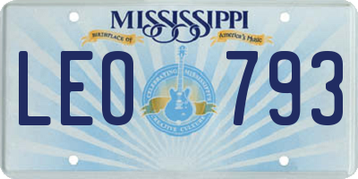 MS license plate LEO793