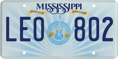 MS license plate LEO802