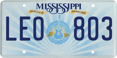 MS license plate LEO803