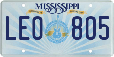 MS license plate LEO805
