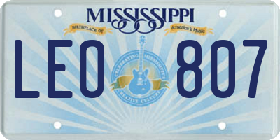 MS license plate LEO807