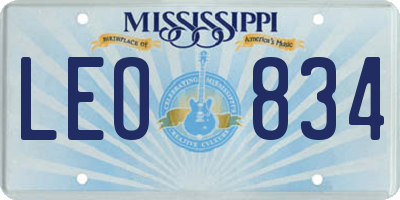 MS license plate LEO834