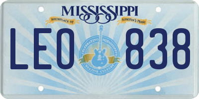 MS license plate LEO838