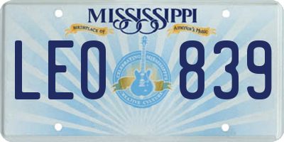 MS license plate LEO839