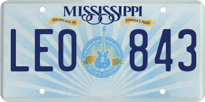 MS license plate LEO843