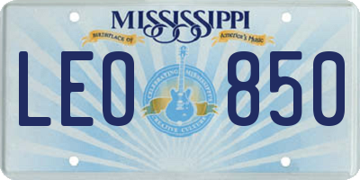 MS license plate LEO850
