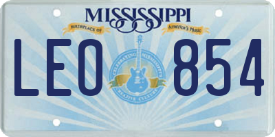 MS license plate LEO854