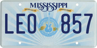 MS license plate LEO857
