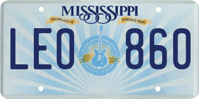 MS license plate LEO860