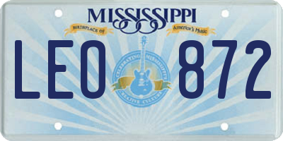 MS license plate LEO872