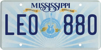 MS license plate LEO880