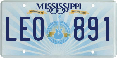 MS license plate LEO891