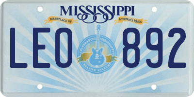 MS license plate LEO892