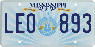 MS license plate LEO893