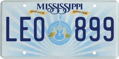 MS license plate LEO899