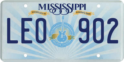 MS license plate LEO902