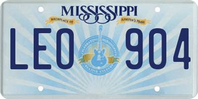 MS license plate LEO904