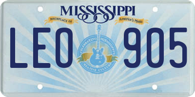 MS license plate LEO905