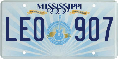 MS license plate LEO907