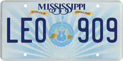 MS license plate LEO909