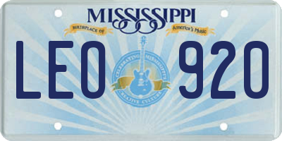 MS license plate LEO920