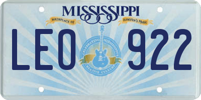 MS license plate LEO922
