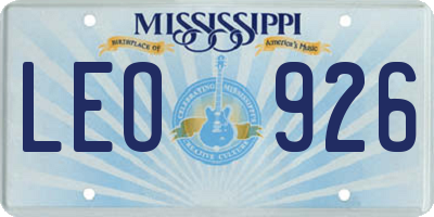MS license plate LEO926