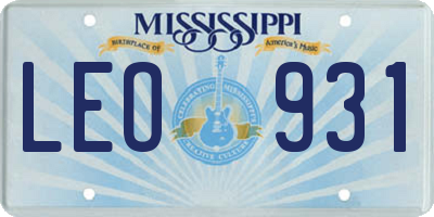 MS license plate LEO931