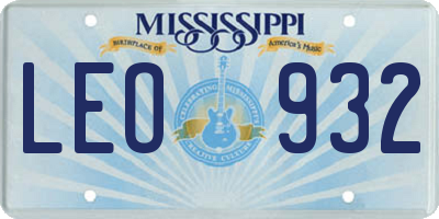 MS license plate LEO932