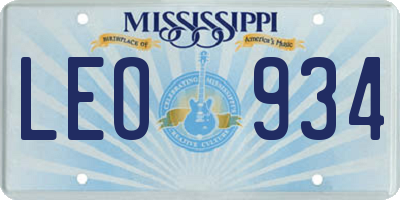 MS license plate LEO934