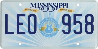 MS license plate LEO958